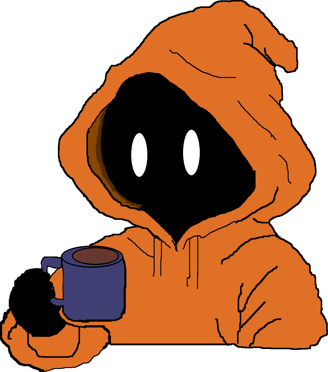 Spiff avatar blinking while holding a coffee cup